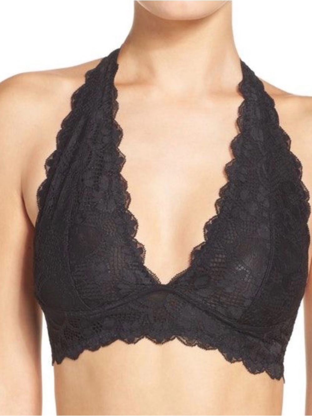 Zenana Outfitters Black Lace Halter Bralette